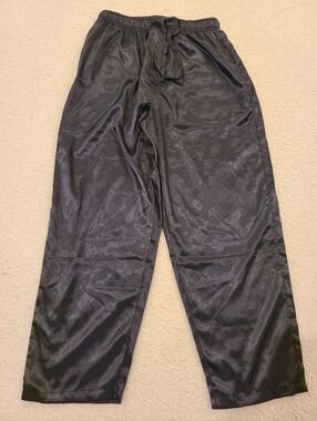 Intimo Men's Black Satin Lounge Pants with Drawstring